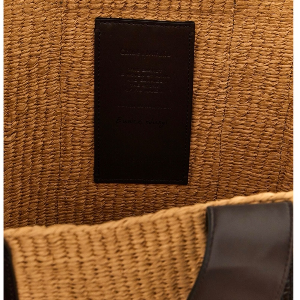CHLOE Woody leather trimmed raffia tote - Picture 4 of 5